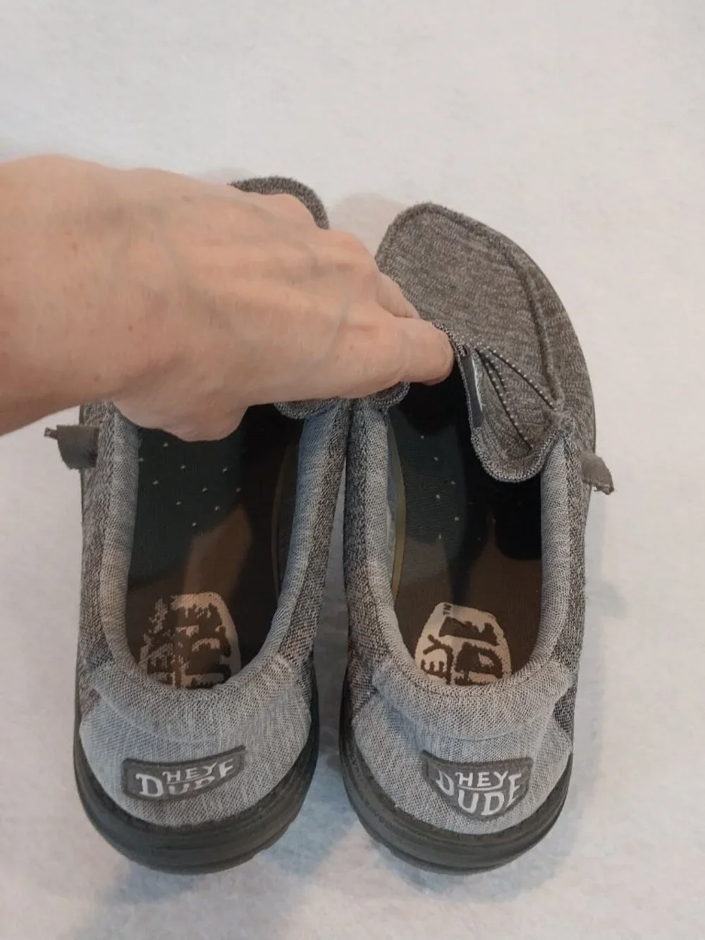 Hey Dude Shoes Mens 8 Gray Knit Wally Sport Slip On Boat Loafer Casual Comfort.
